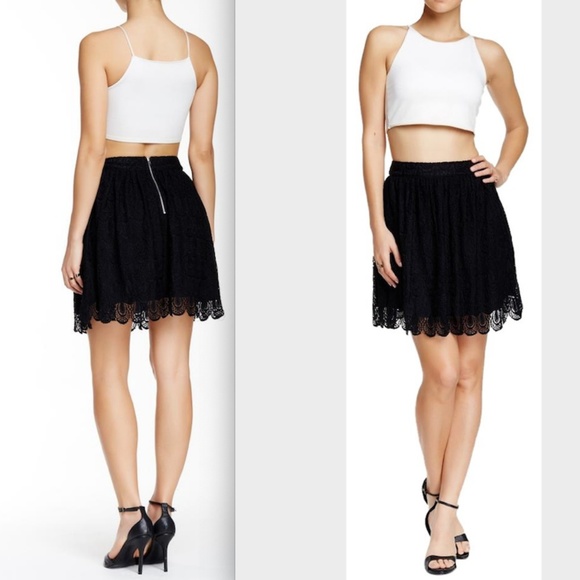 Soprano Black Lace Mini Skirt Back Zip Junior Size Large - Picture 1 of 6